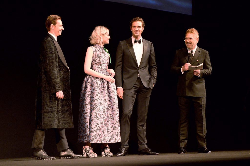 (L-R) Sergei Polunin, Lucy Boynton,  Tom Bateman and Kenneth Branagh  attend the 'Murder On The Orient Express' World Premiere held at Royal Albert Hall on November 2, 2017 in London, England.  (Photo by Eamonn M. McCormack/Eamonn M. McCormack/Getty Images/for 21st Century Fox)