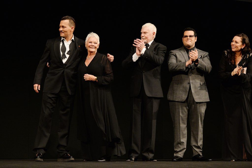 (L-R) Johnny Depp, Dame Judi Dench, Derek Jacobi, Josh Gad and Olivia Coleman attend the 'Murder On The Orient Express' World Premiere held at Royal Albert Hall on November 2, 2017 in London, England.  (Photo by Eamonn M. McCormack/Eamonn M. McCormack/Getty Images/for 21st Century Fox)