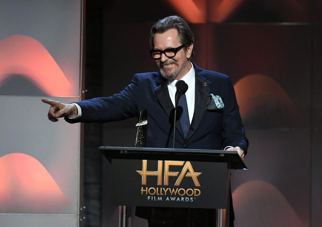 Honoree Gary Oldman accepts the Hollywood Career Achievement Award onstage during the 21st Annual Hollywood Film Awards at The Beverly Hilton Hotel on November 5, 2017 in Beverly Hills, California.  (Photo by Kevin Winter/Getty Images)