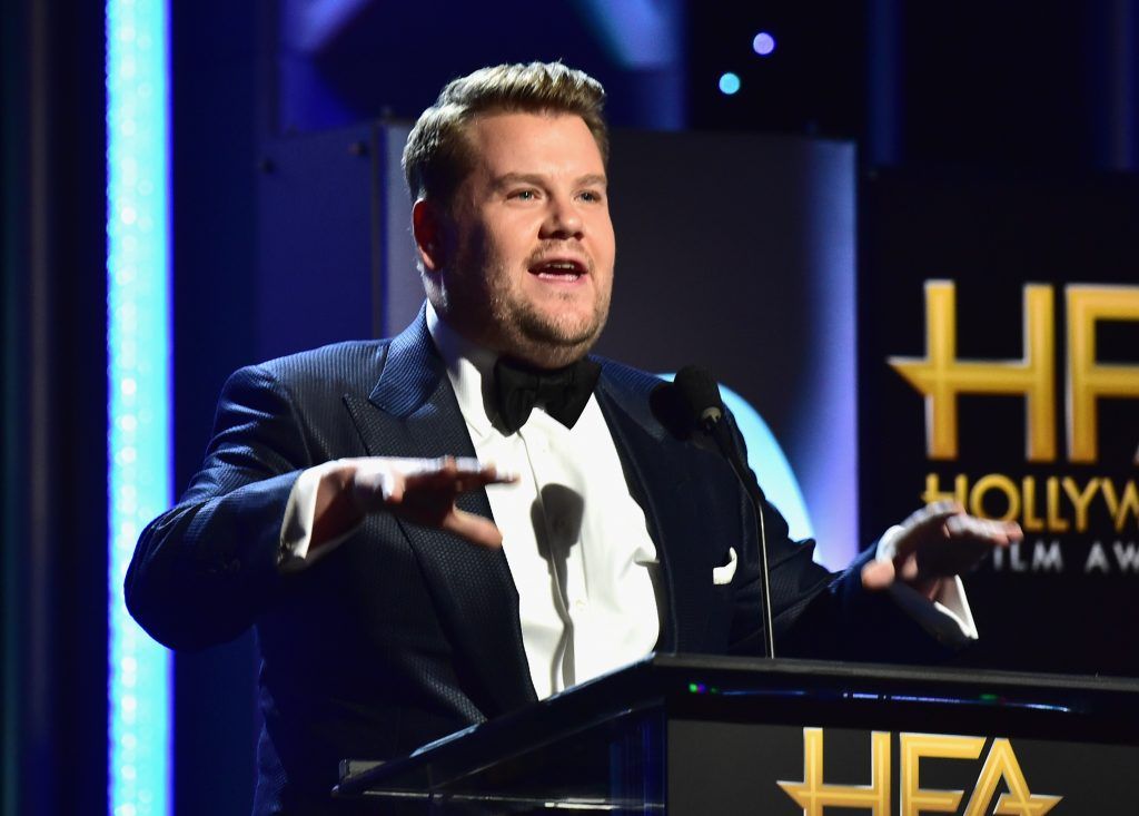 Host James Corden speaks onstage during the 21st Annual Hollywood Film Awards at The Beverly Hilton Hotel on November 5, 2017 in Beverly Hills, California.  (Photo by Frazer Harrison/Getty Images for HFA)