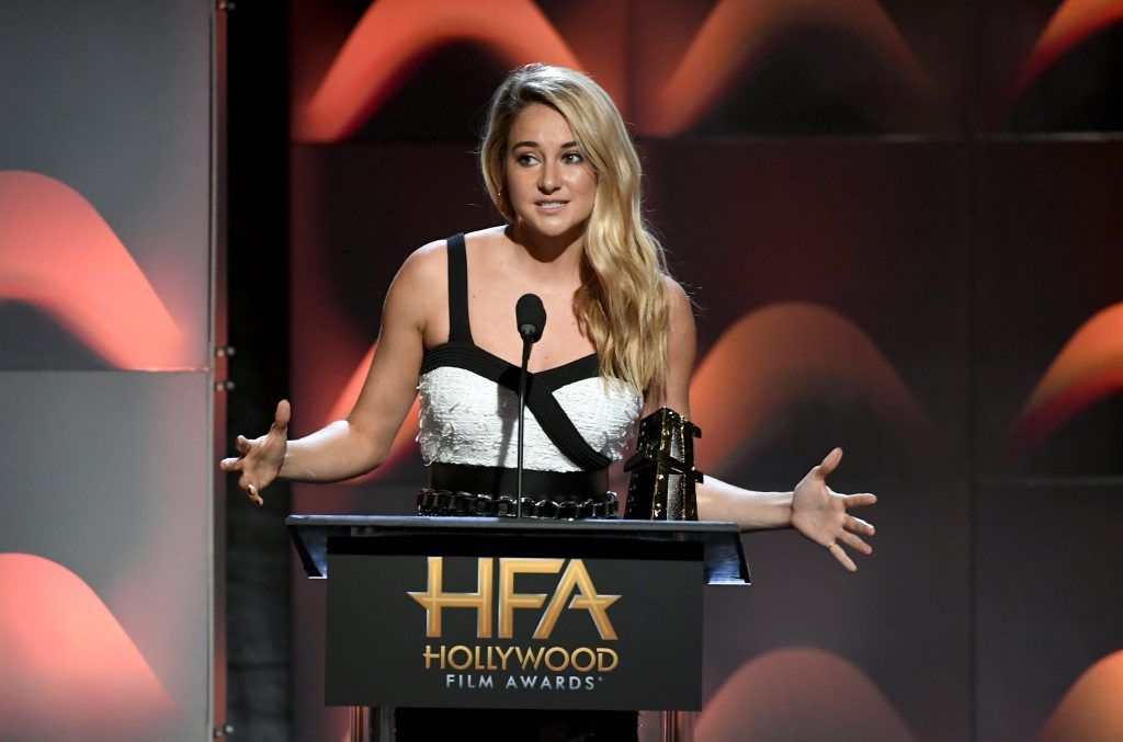 Actor Shailene Woodley speaks onstage during the 21st Annual Hollywood Film Awards at The Beverly Hilton Hotel on November 5, 2017 in Beverly Hills, California.  (Photo by Kevin Winter/Getty Images)