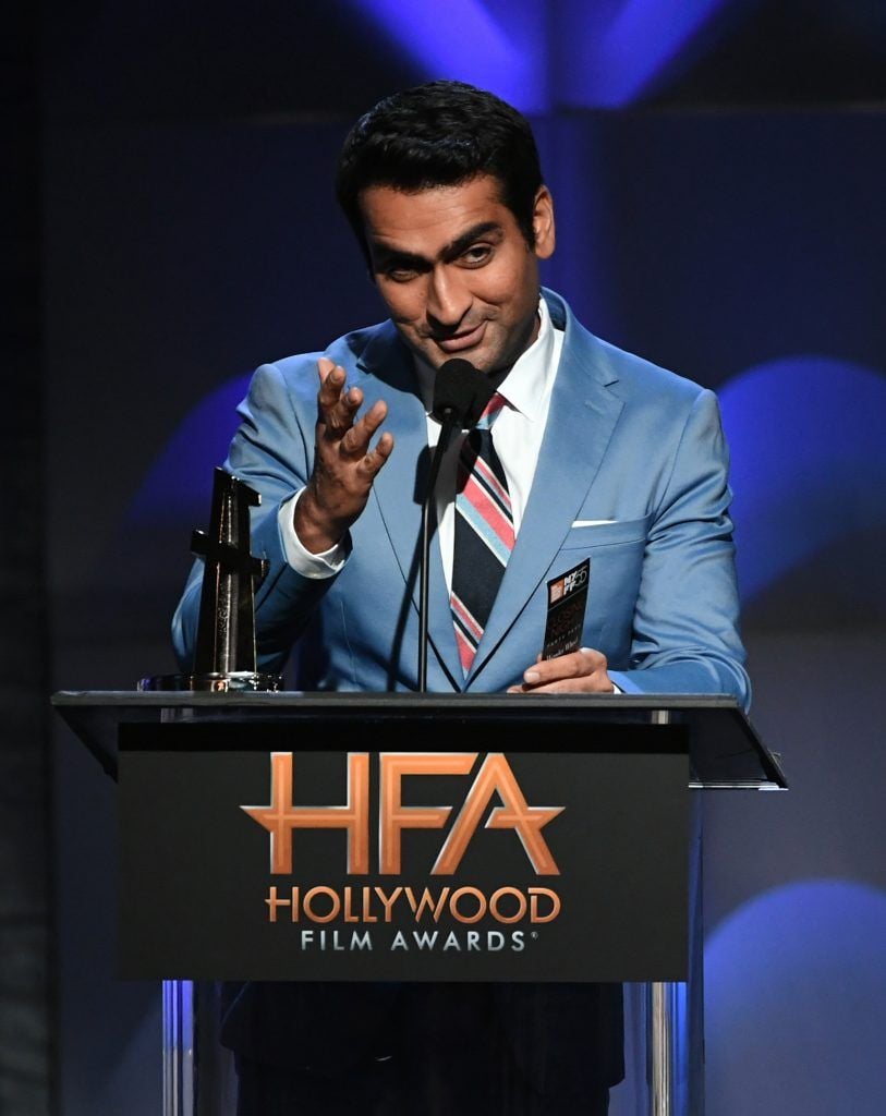 Honoree Kumail Nanjiani accepts the Hollywood Comedy Ensemble Award for 'The Big Sick' onstage during the 21st Annual Hollywood Film Awards at The Beverly Hilton Hotel on November 5, 2017 in Beverly Hills, California.  (Photo by Kevin Winter/Getty Images)
