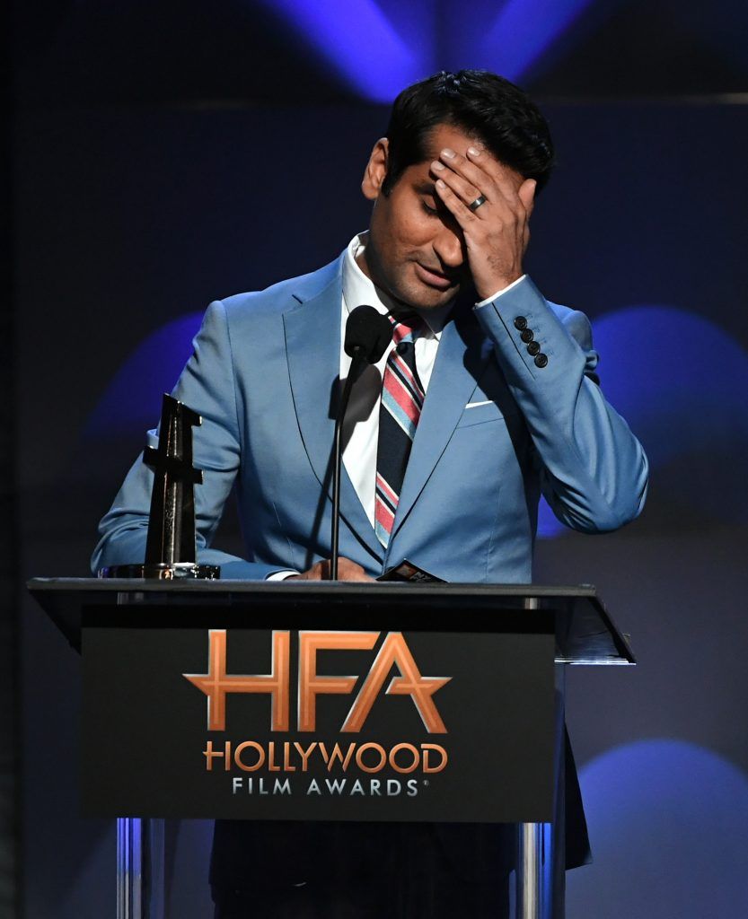 Honoree Kumail Nanjiani accepts the Hollywood Comedy Ensemble Award for 'The Big Sick' onstage during the 21st Annual Hollywood Film Awards at The Beverly Hilton Hotel on November 5, 2017 in Beverly Hills, California.  (Photo by Kevin Winter/Getty Images)