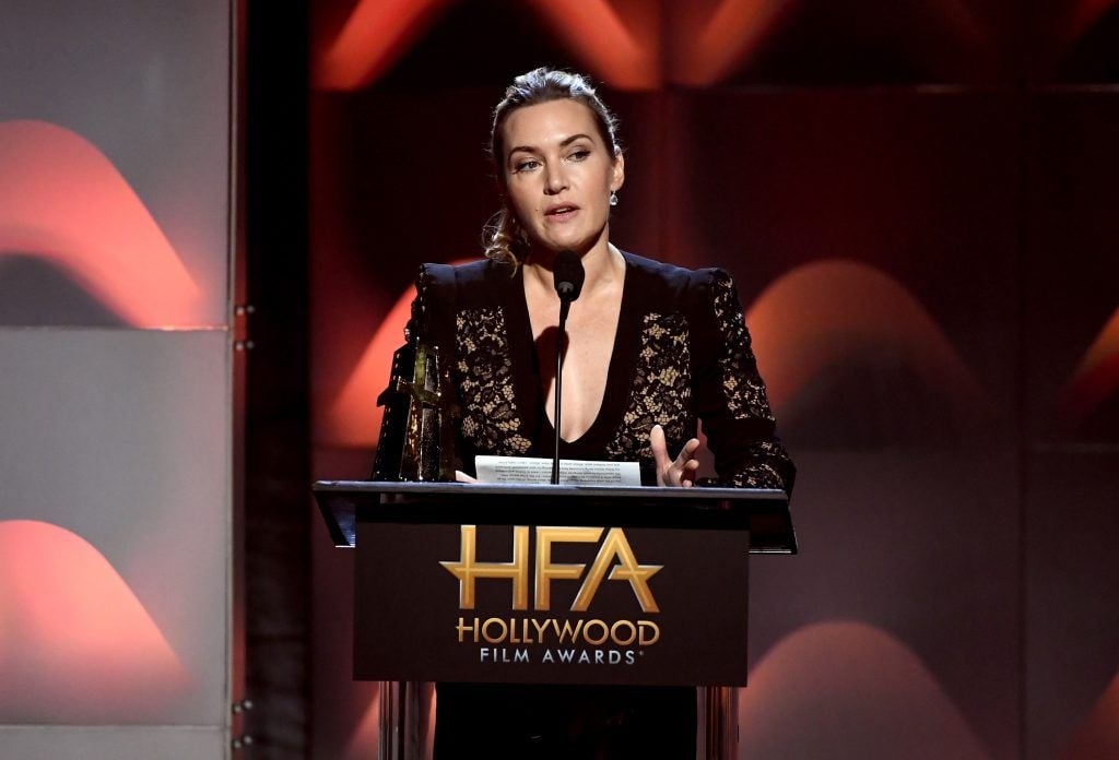 Honoree Kate Winslet speaks onstage during the 21st Annual Hollywood Film Awards at The Beverly Hilton Hotel on November 5, 2017 in Beverly Hills, California.  (Photo by Kevin Winter/Getty Images)