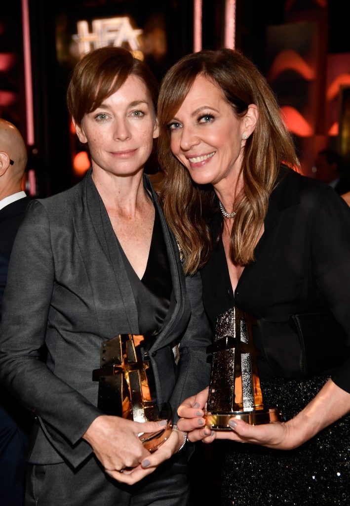 Honorees Julianne Nicholson (L) and Allison Janney, co-recipients of the Hollywood Ensemble Award for 'I, Tonya,' attend the 21st Annual Hollywood Film Awards at The Beverly Hilton Hotel on November 5, 2017 in Beverly Hills, California.  (Photo by Frazer Harrison/Getty Images for HFA)