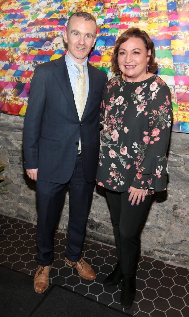 Conor Sexton and Norah Casey at the launch of the new first floor of Nightmarket Thai Restaurant, Ranelagh. Photo: Brian McEvoy
