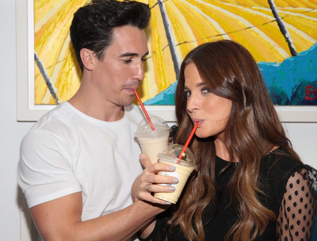 Made in Chelsea stars Josh Patterson and Binky Felstead pictured at the launch of the National Dairy Council's Complete Natural Pop up Dairy Cafe on South William Street, Dublin. Photo: Brian McEvoy