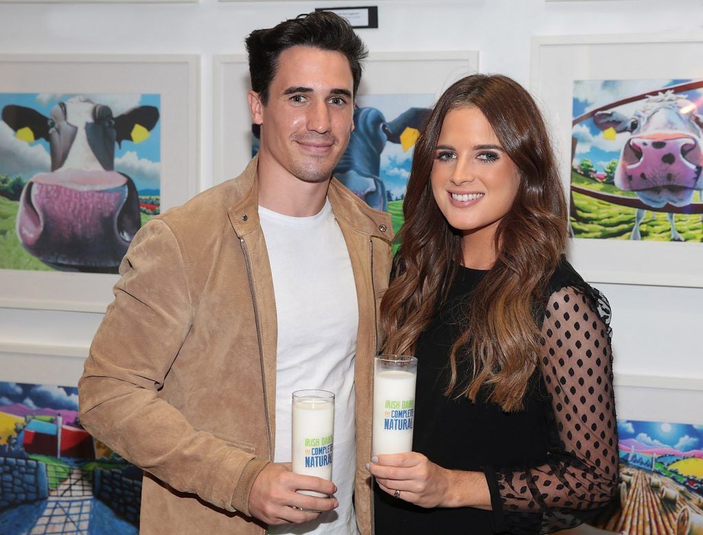 Made in Chelsea stars Josh Patterson and Binky Felstead pictured at the launch of the National Dairy Council's Complete Natural Pop up Dairy Cafe on South William Street, Dublin. Photo: Brian McEvoy