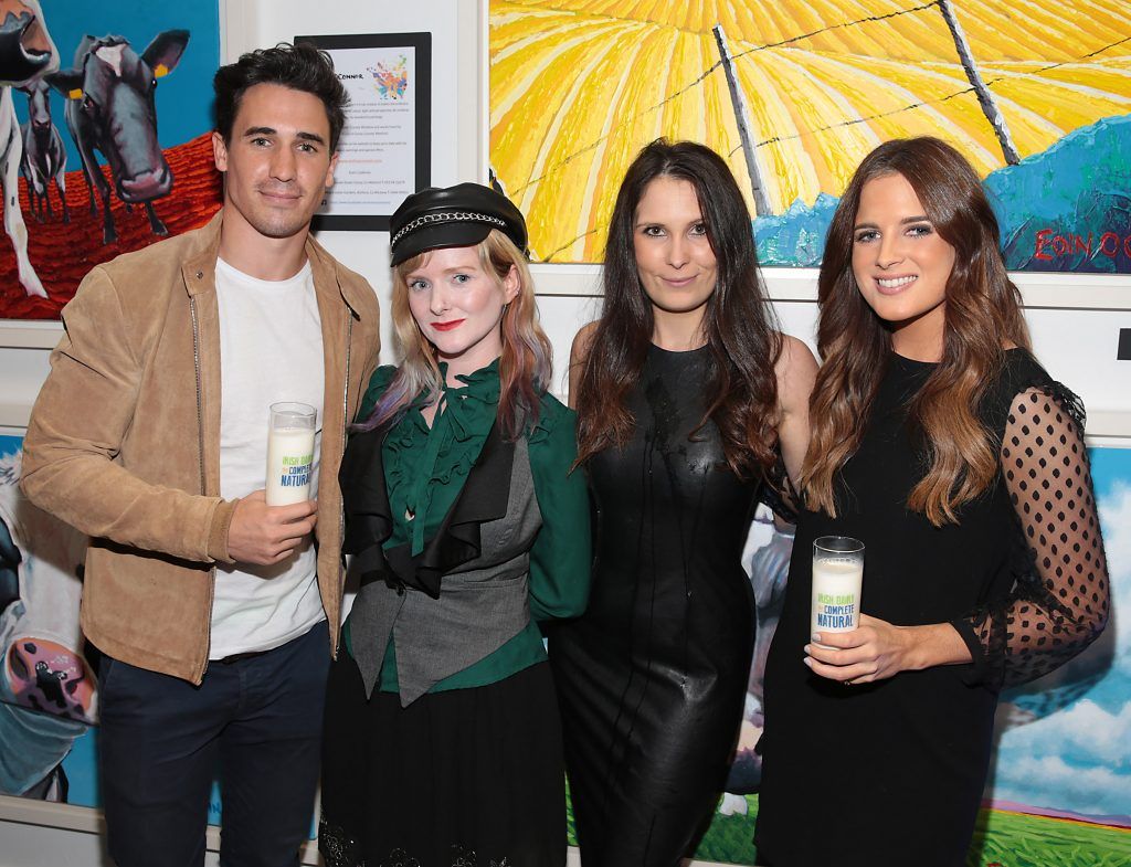 Josh Patterson and Binky Felstead meet guests at the launch of the National Dairy Council's Complete Natural Pop up Dairy Cafe on South William Street, Dublin. Photo: Brian McEvoy