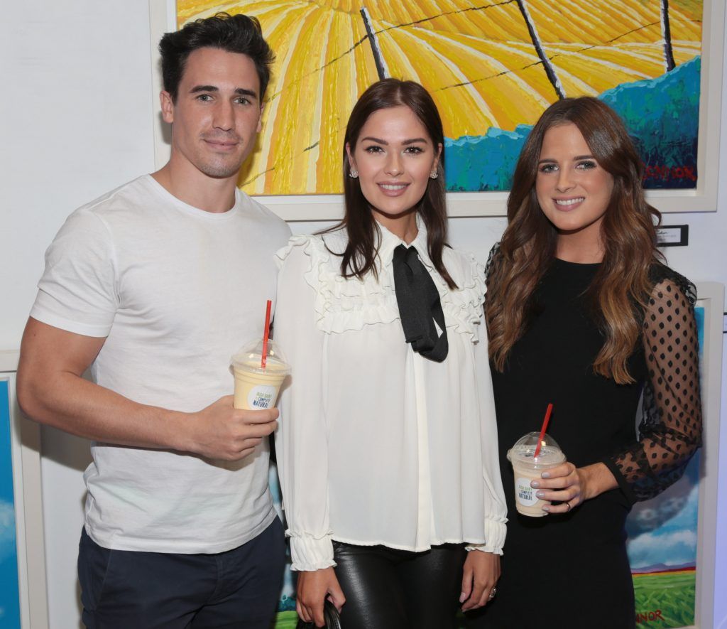 Josh Patterson, Natalia Petric and Binky Felstead at the launch of the National Dairy Council's Complete Natural Pop up Dairy Cafe on South William Street, Dublin. Photo: Brian McEvoy