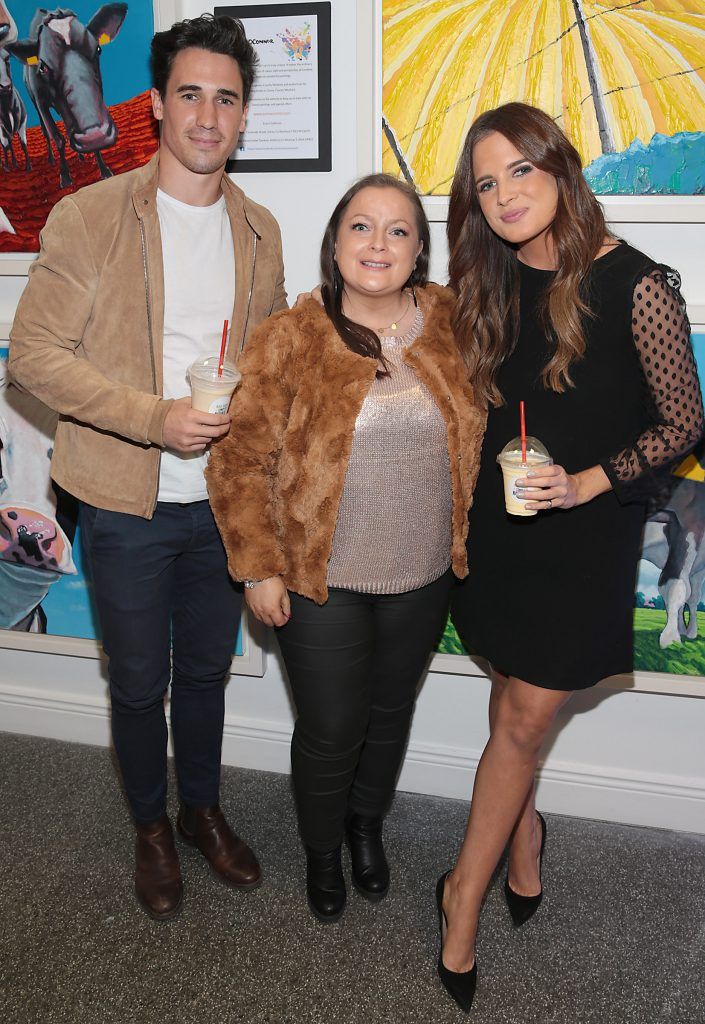 Josh Patterson, Gail O Connor and Binky Felstead at the launch of the National Dairy Council's Complete Natural Pop up Dairy Cafe on South William Street, Dublin. Photo: Brian McEvoy