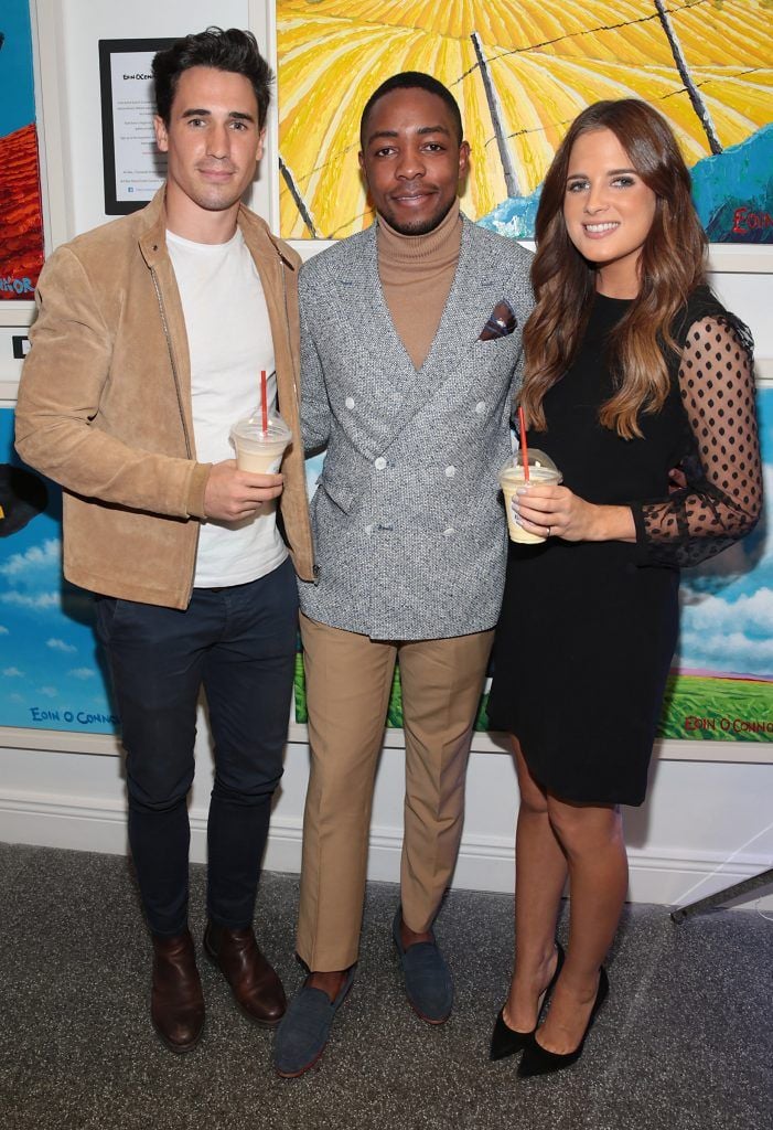 Josh Patterson Lawson Mpame and Binky Felstead at the launch of the National Dairy Council's Complete Natural Pop up Dairy Cafe on South William Street, Dublin. Photo: Brian McEvoy
