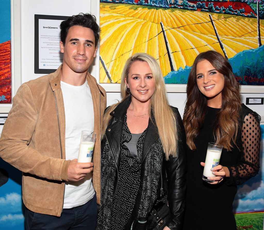 Josh Patterson, Tara O Brien and Binky Felstead  at the launch of the National Dairy Council's Complete Natural Pop up Dairy Cafe on South William Street, Dublin. Photo: Brian McEvoy
