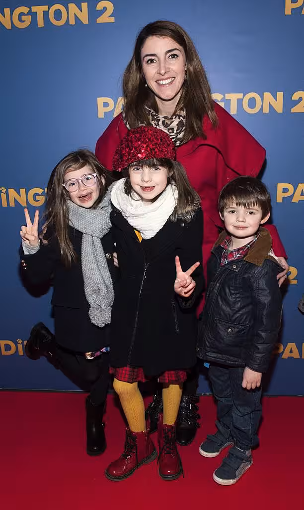 Jill Dooley, Emma Rose Buttner (age7), Maria McCourt (age6) and Sam Mc Court (age4) pictured at the Paddington 2 premiere in Odeon Point Square, Dublin. Photo: Patrick O'Leary