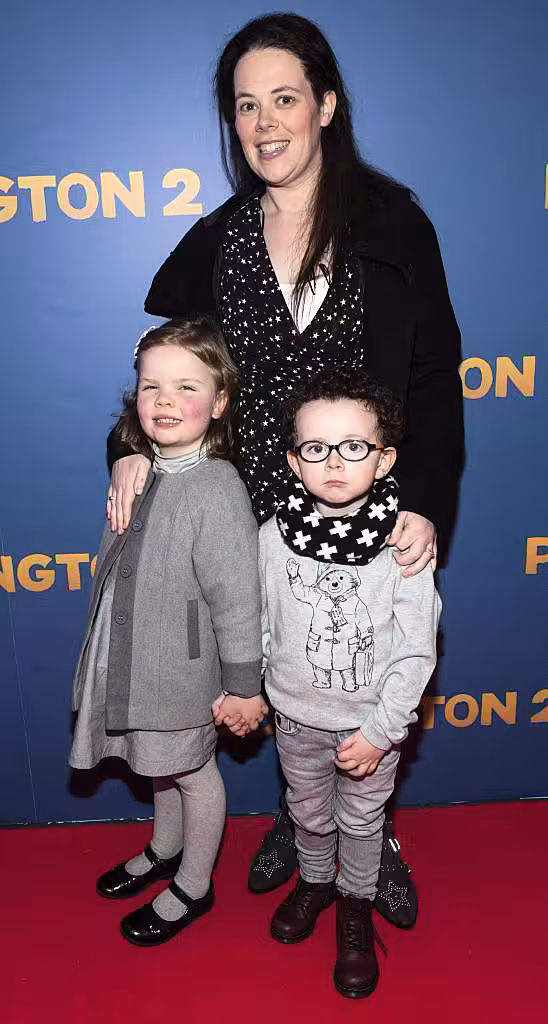 Laura Connolly, Marnie Bailey (age5) and Michael Connolly (age4) pictured at the Paddington 2 premiere in Odeon Point Square, Dublin. Photo: Patrick O'Leary