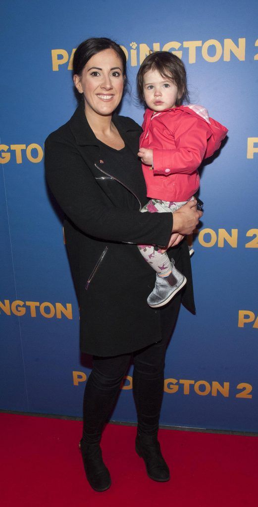 Lisa Faughnan and Layla Faughnan (age2) pictured at the Paddington 2 premiere in Odeon Point Square, Dublin. Photo: Patrick O'Leary