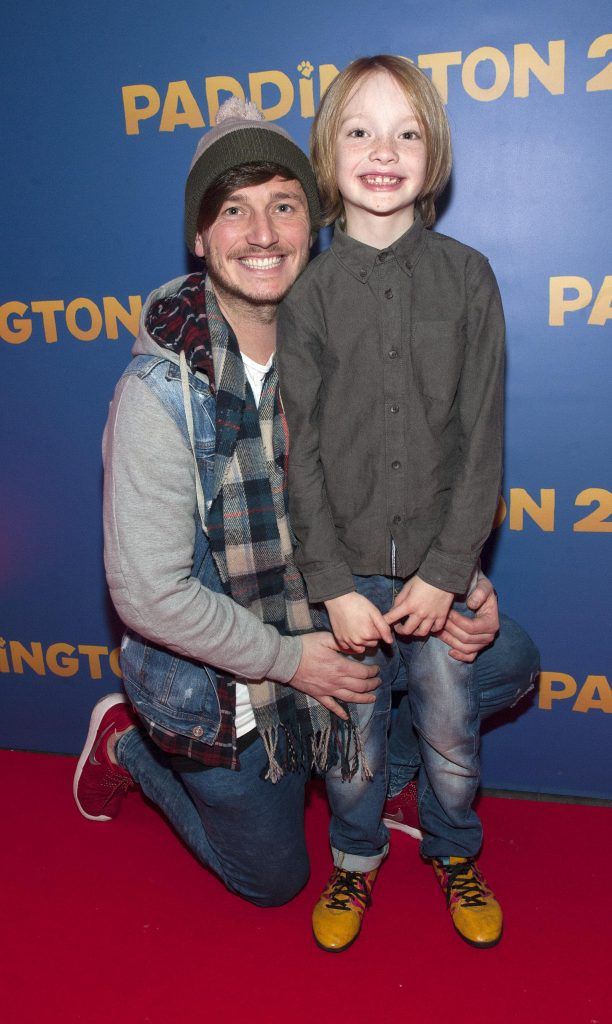 Keith Rock and Baileigh Rock (age8) pictured at the Paddington 2 premiere in Odeon Point Square, Dublin. Photo: Patrick O'Leary