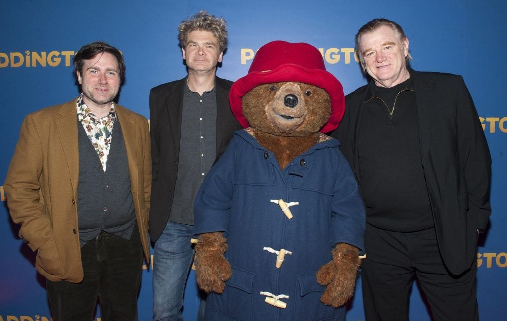 Paul King, Simon Farnaby and Brendan Gleeson pictured at the Paddington 2 premiere in Odeon Point Square, Dublin. Photo: Patrick O'Leary