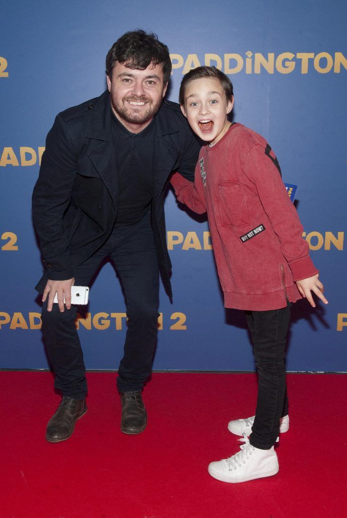 Laurence Kinlan and daughter Oren pictured at the Paddington 2 premiere in Odeon Point Square, Dublin. Photo: Patrick O'Leary