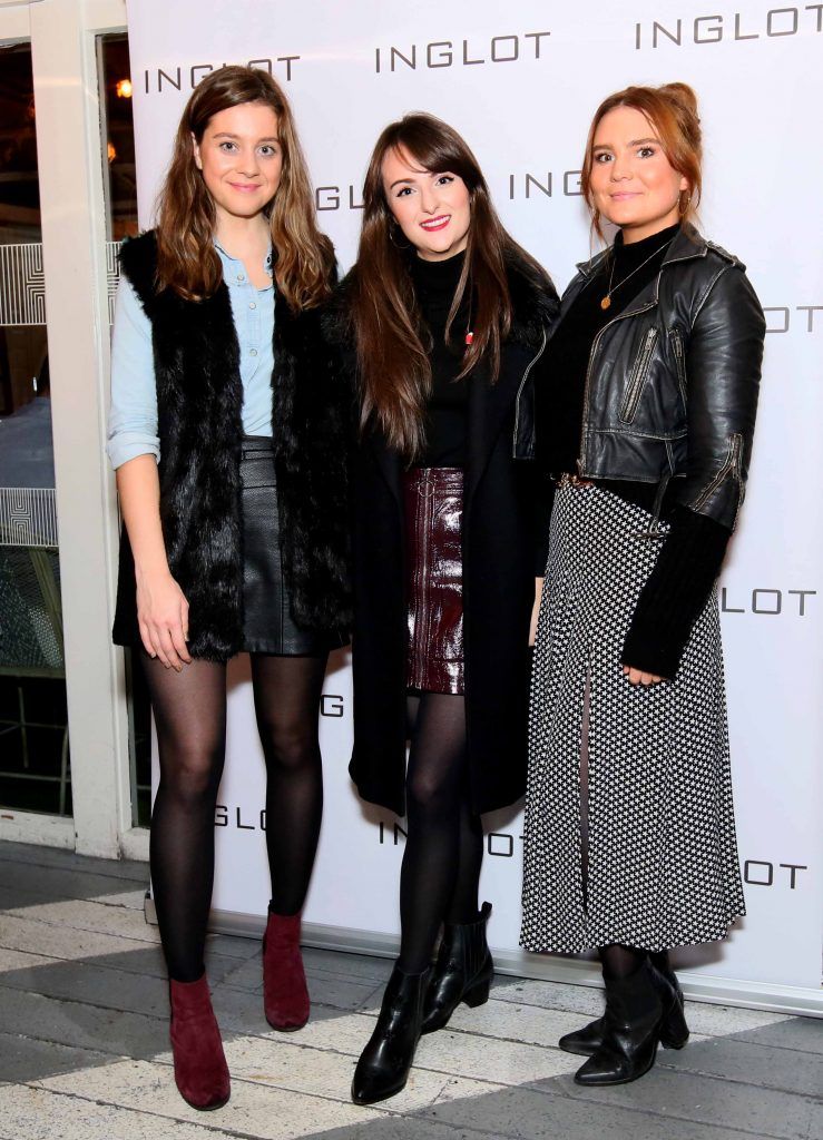Lauren O’Hanlon, Rebecca Brennan and Amy Heffernan at the launch of Inglot Christmas Gift Guide and new "Italian Kiss Collection" hosted by @janeinglot in House Dublin. Photo: Mark Stedman