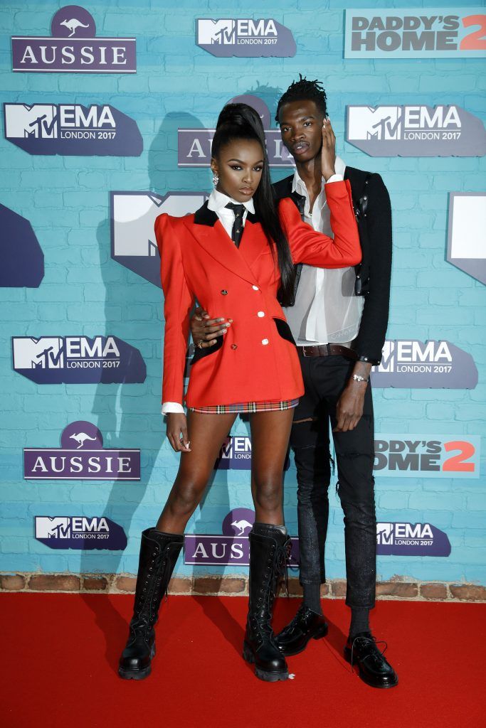 Leomie Anderson and Lancey Foux (R) attend the MTV EMAs 2017 held at The SSE Arena, Wembley on November 12, 2017 in London, England.  (Photo by Andreas Rentz/Getty Images for MTV)