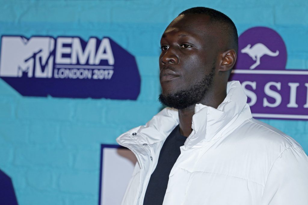 Rapper Stormzy attends the MTV EMAs 2017 held at The SSE Arena, Wembley on November 12, 2017 in London, England.  (Photo by Andreas Rentz/Getty Images for MTV)