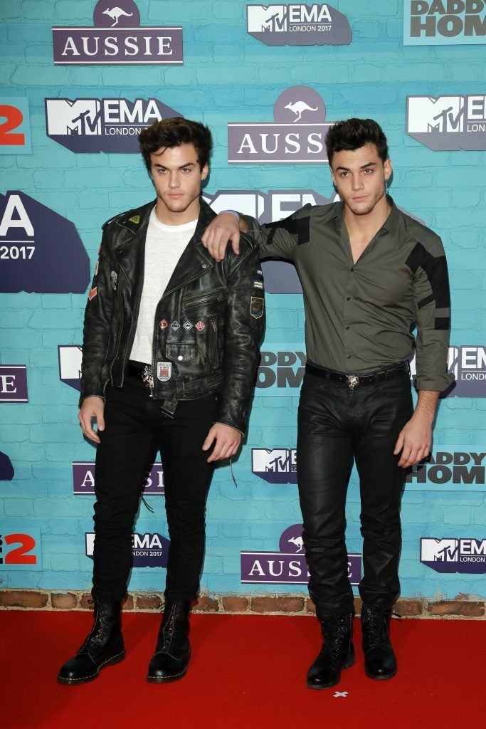 Grayson Dolan (R) and Ethan Dolan (L) of The Dolan Twins attend the MTV EMAs 2017 held at The SSE Arena, Wembley on November 12, 2017 in London, England.  (Photo by Andreas Rentz/Getty Images for MTV)