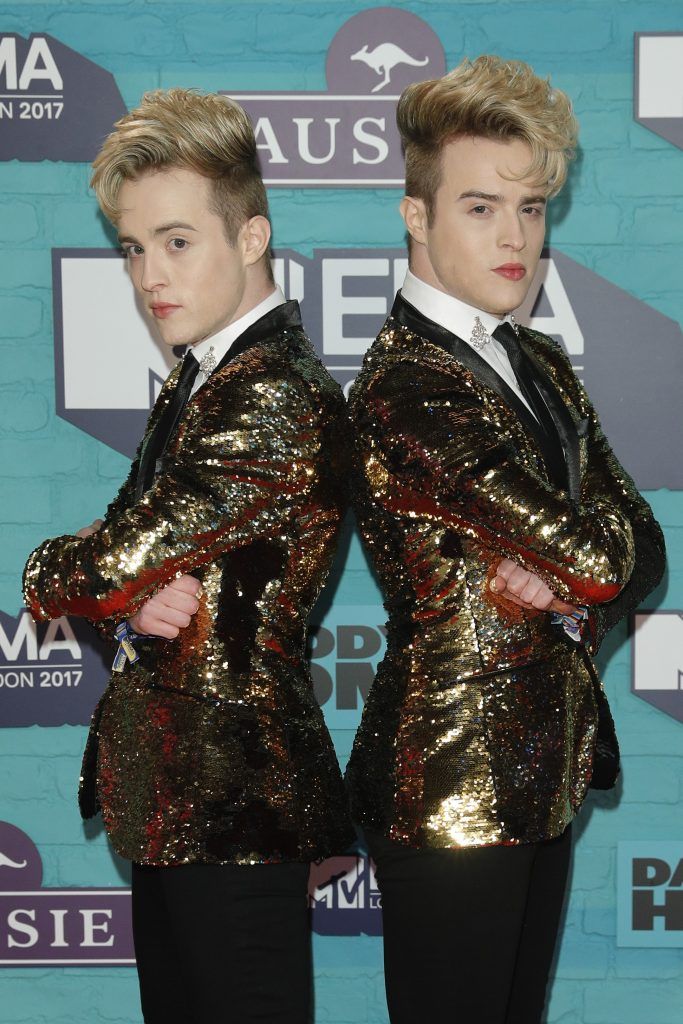 John Grimes and Edward Grimes of Jedward attend the MTV EMAs 2017 held at The SSE Arena, Wembley on November 12, 2017 in London, England.  (Photo by Andreas Rentz/Getty Images for MTV)