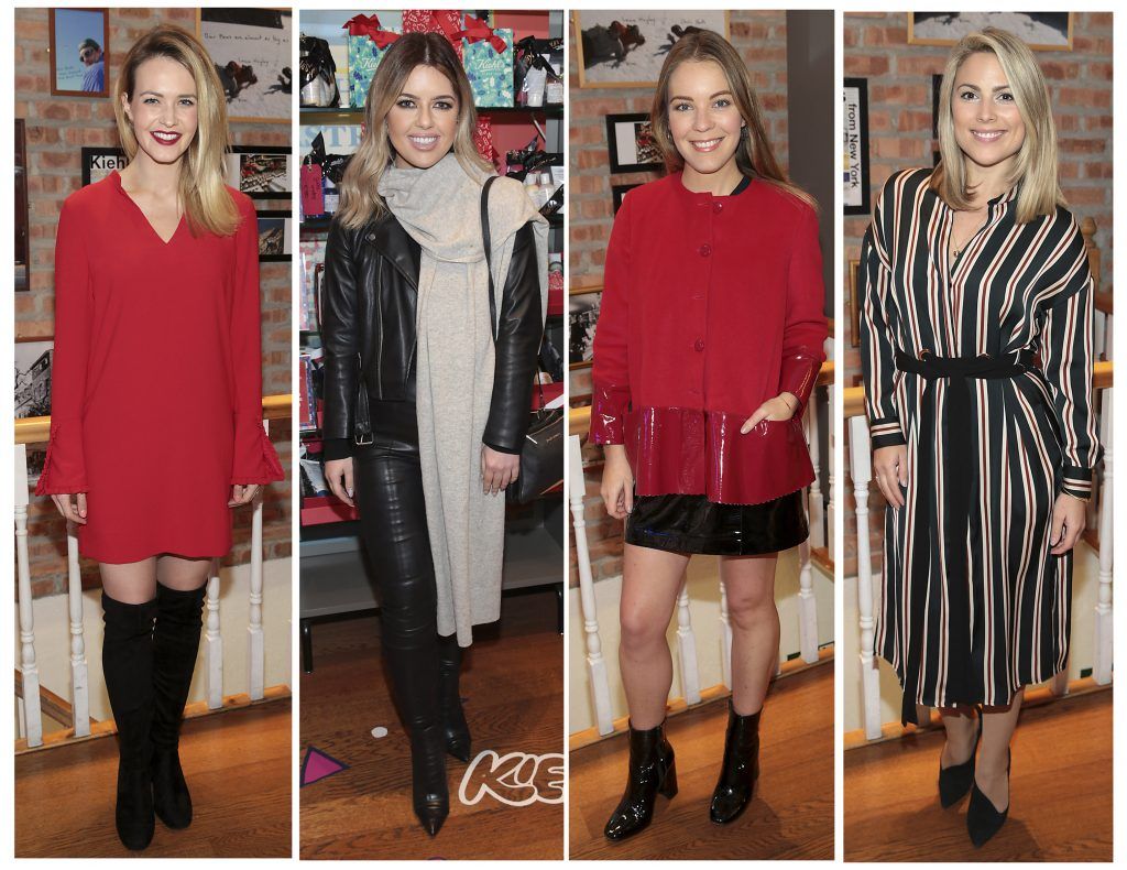 Aoibhin Garrihy,Bonnie Ryan, Emma Manley and Chloe Townsend pictured at the Kiehl's Christmas celebration at the Kiehl's boutique on Wicklow Street, Dublin. Photo: Brian McEvoy