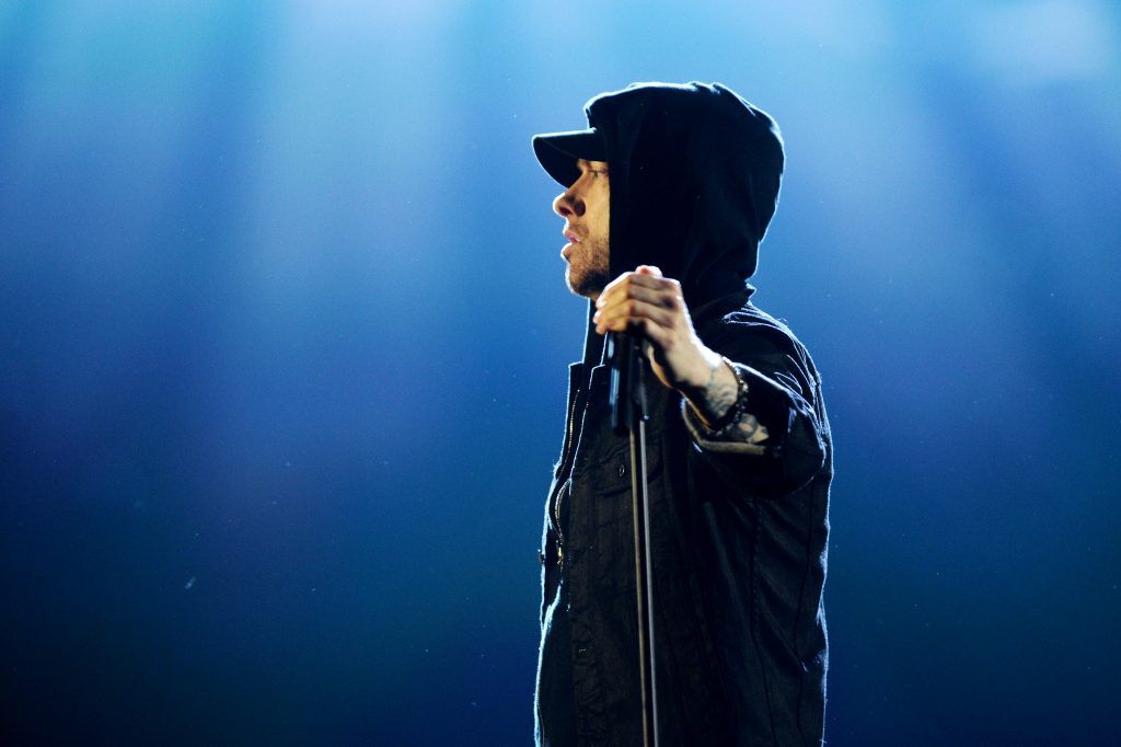 Eminem performs on stage during the MTV EMAs 2017 held at The SSE Arena, Wembley on November 12, 2017 in London, England.  (Photo by Dave J Hogan/Getty Images for MTV)