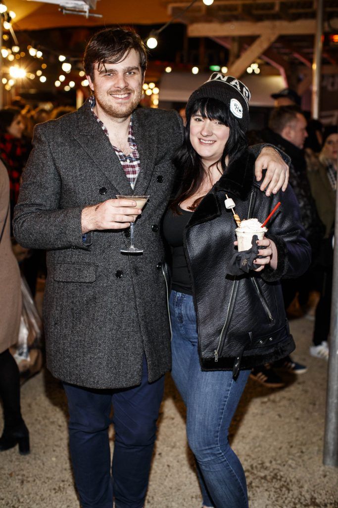 Sam Hamilton and Keeley Ryan pictured on the opening night of Baileys Treatyard. Baileys is partnering with Dublin's Eatyard to create a deliciously indulgent experience, taking place until Sunday 12 November 2017. Picture: Andres Poveda