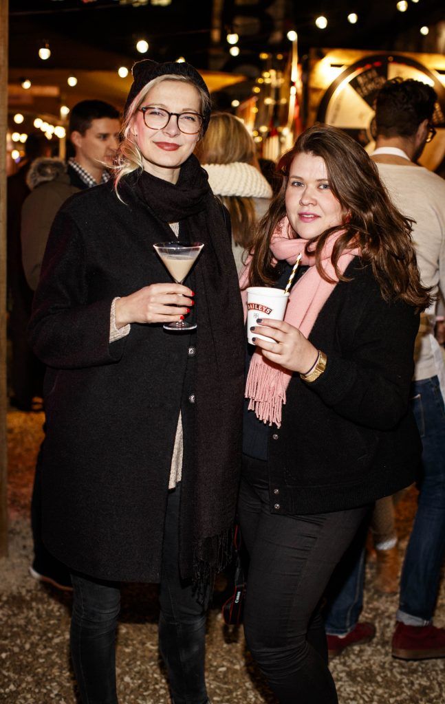 Julya Weber and Maria Yill Brandt pictured on the opening night of Baileys Treatyard. Baileys is partnering with Dublin's Eatyard to create a deliciously indulgent experience, taking place until Sunday 12 November 2017. Picture: Andres Poveda