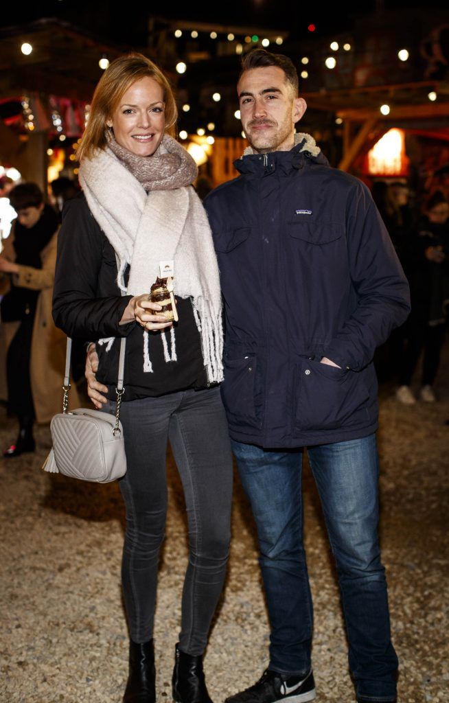 Juliette Gash and Leon Giblin pictured on the opening night of Baileys Treatyard. Baileys is partnering with Dublin's Eatyard to create a deliciously indulgent experience, taking place until Sunday 12 November 2017. Picture: Andres Poveda