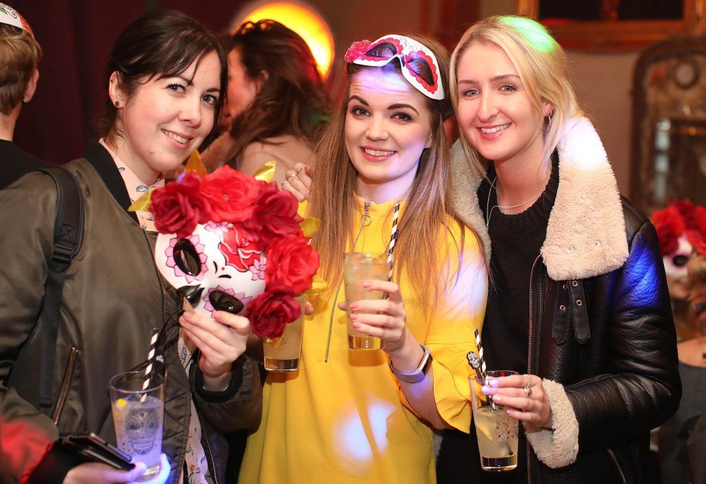 Alice McLoughlin, Allie Sheehy and Eimear O’Sullivan enjoying the festivities at Jose Cuervo Day of the Dead Secret Party in Dublin. Photo: Julien Behal
