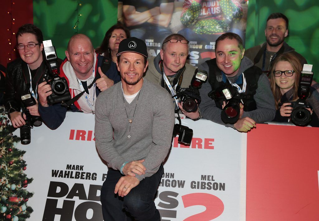 Mark Wahlberg with photographers  at the Irish premiere screening of Daddy's Home 2 at The Odeon Cinema in Point Square, Dublin. Photo: Brian McEvoy