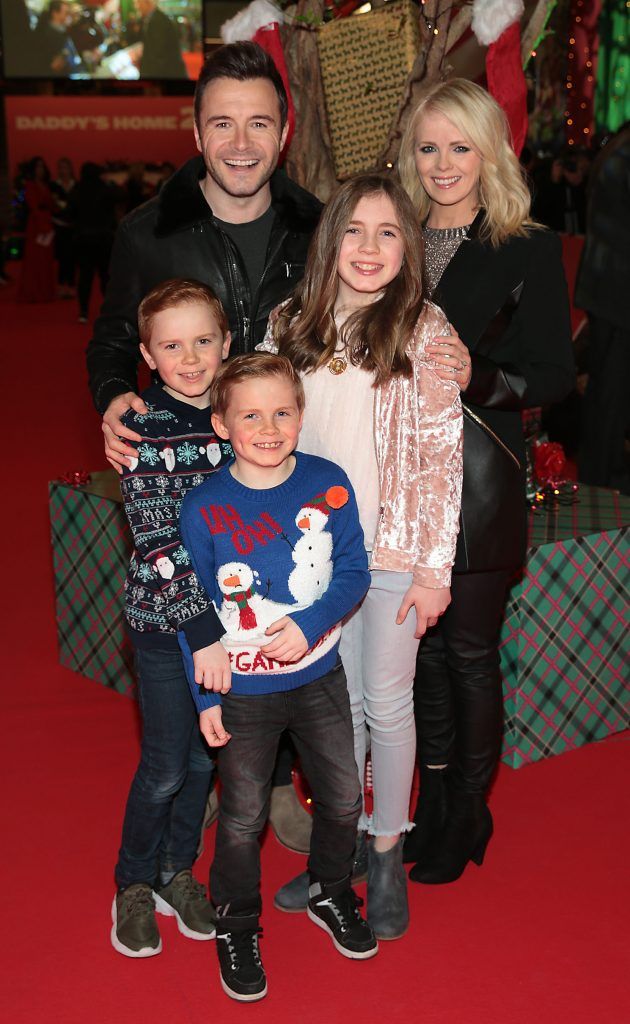 Shane Filan and Gillian Filan and family at the Irish premiere screening of Daddy's Home 2 at The Odeon Cinema in Point Square, Dublin. Photo: Brian McEvoy
