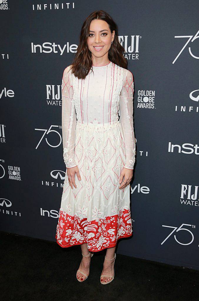 Aubrey Plaza attends the Hollywood Foreign Press Association and InStyle celebrate the 75th Anniversary of The Golden Globe Awards at Catch LA on November 15, 2017 in West Hollywood, California.  (Photo by Rich Fury/Getty Images)