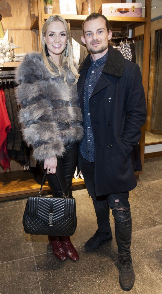 Judy Gilroy and Alex Hutchinson pictured at the Magee 1866 Starry Winter Nights style and shopping evening at Magee, South Anne Street on November 16th 2017. Photo: Patrick O'Leary