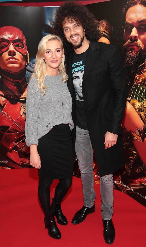 Agata Natkowska and Carl Shaaban at the special preview screening of Justice League at Cineworld IMAX, Dublin. Photo: Brian McEvoy