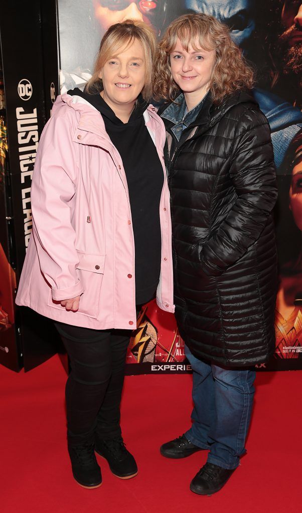Catherine O Brien and Tracey Flood at the special preview screening of Justice League at Cineworld IMAX, Dublin. Photo: Brian McEvoy