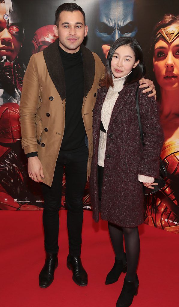 Eider Leite and Sunni Kim at the special preview screening of Justice League at Cineworld IMAX, Dublin. Photo: Brian McEvoy