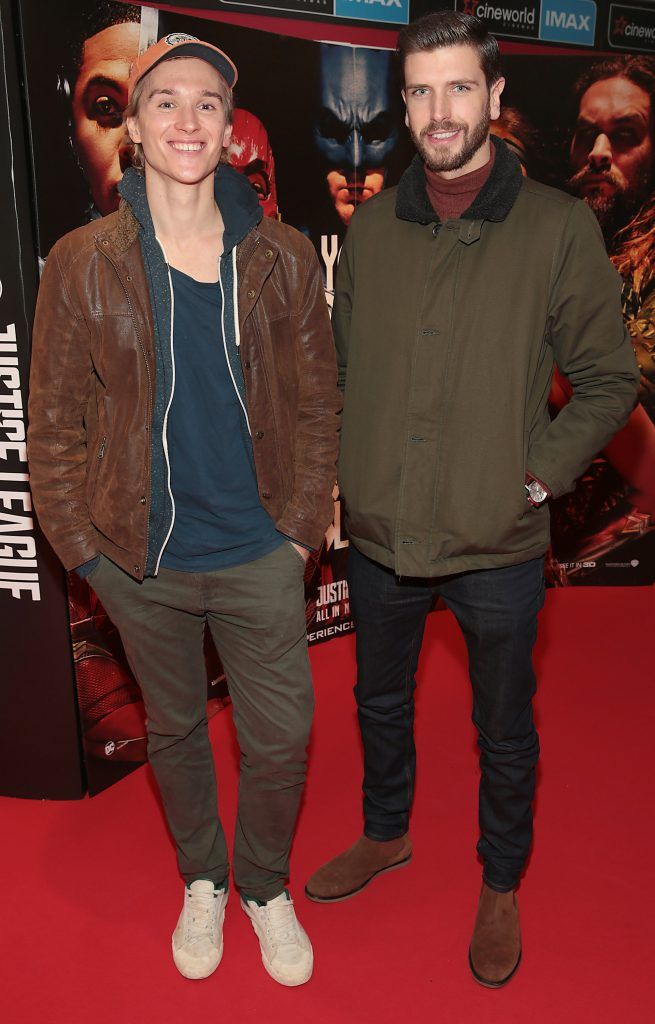 Conor Schelling and Piaras Smyth at the special preview screening of Justice League at Cineworld IMAX, Dublin. Photo: Brian McEvoy