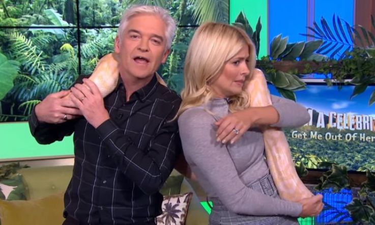 Holly Willoughby left in tears after a huge snake wraps itself around her leg