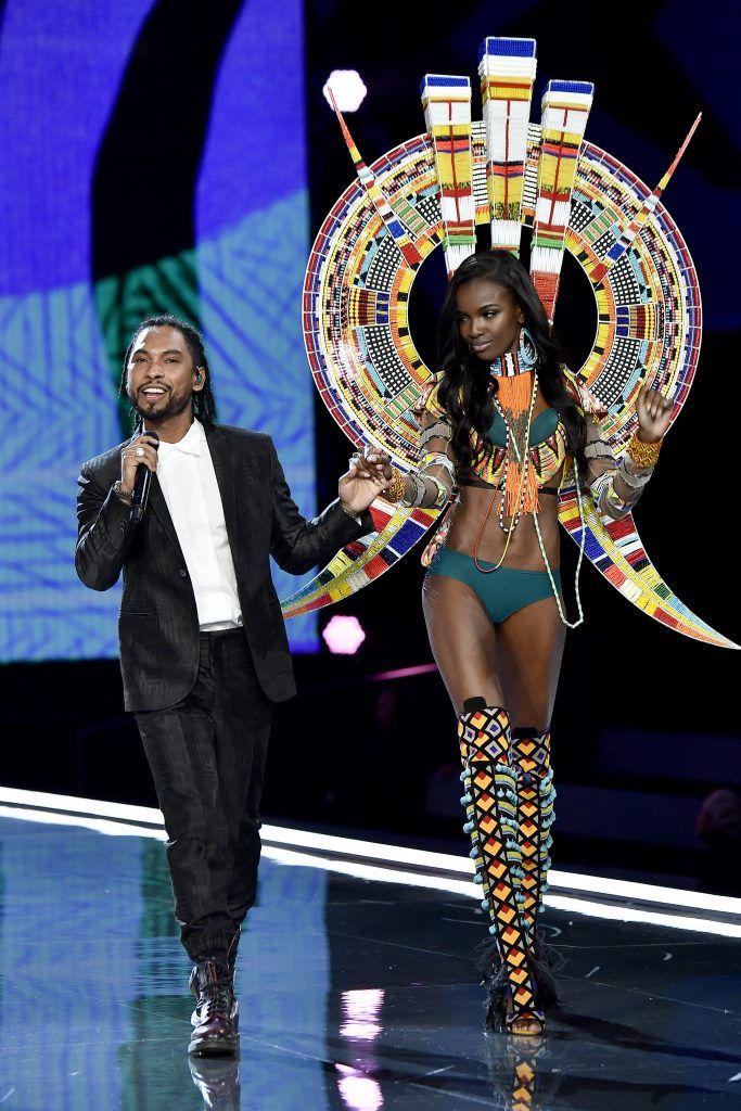 Singer Miguel and model Leomie Anderson walk the runway during the 2017 Victoria's Secret Fashion Show In Shanghai at Mercedes-Benz Arena on November 20, 2017 in Shanghai, China.  (Photo by Frazer Harrison/Getty Images for Victoria's Secret)