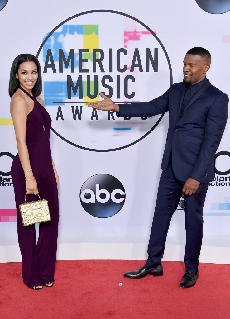 Corinne Foxx (L) and Jamie Foxx attend the 2017 American Music Awards at Microsoft Theater on November 19, 2017 in Los Angeles, California.  (Photo by Neilson Barnard/Getty Images)