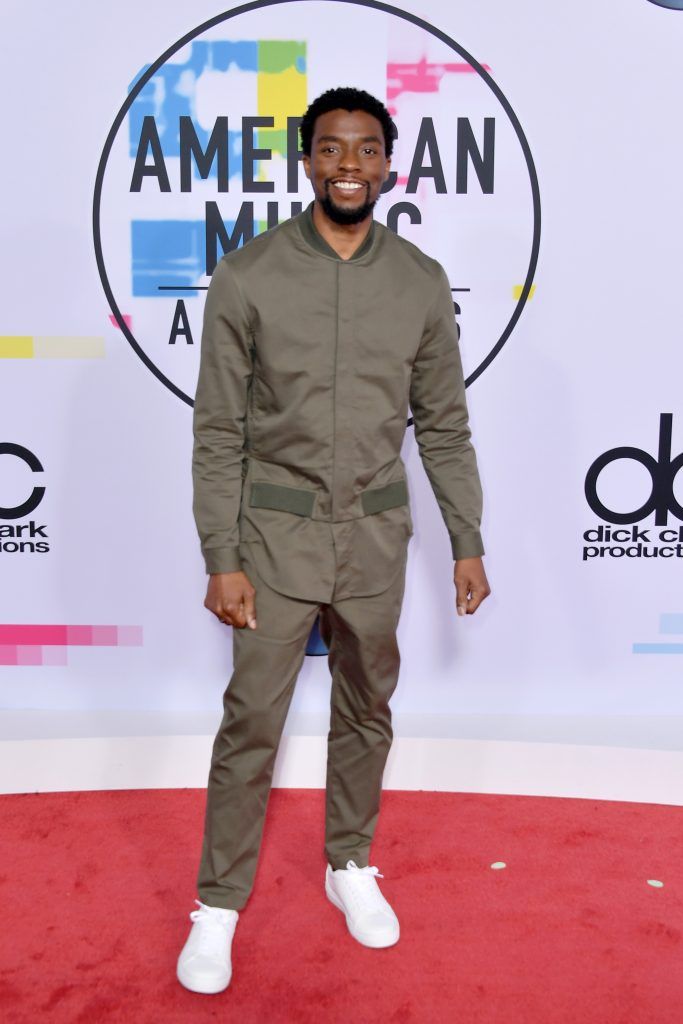Chadwick Boseman attends the 2017 American Music Awards at Microsoft Theater on November 19, 2017 in Los Angeles, California.  (Photo by Neilson Barnard/Getty Images)