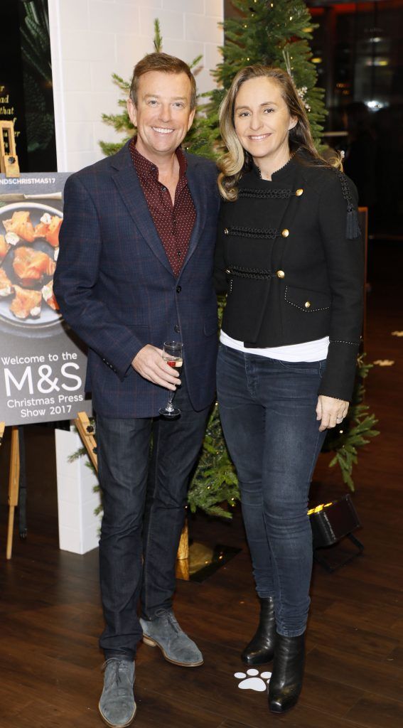 Alan Hughes and Debbie O'Donnell at the Marks and Spencer Christmas Press Event held in the M&S Grafton Street, Rooftop Cafe #MANDSChristmas17. Photo: Kieran Harnett