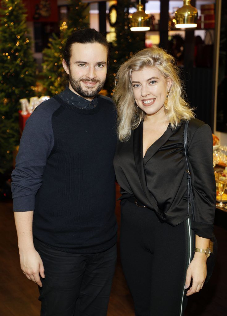 Eoghan O'Riain and Emma Nolan at the Marks and Spencer Christmas Press Event held in the M&S Grafton Street, Rooftop Cafe #MANDSChristmas17. Photo: Kieran Harnett