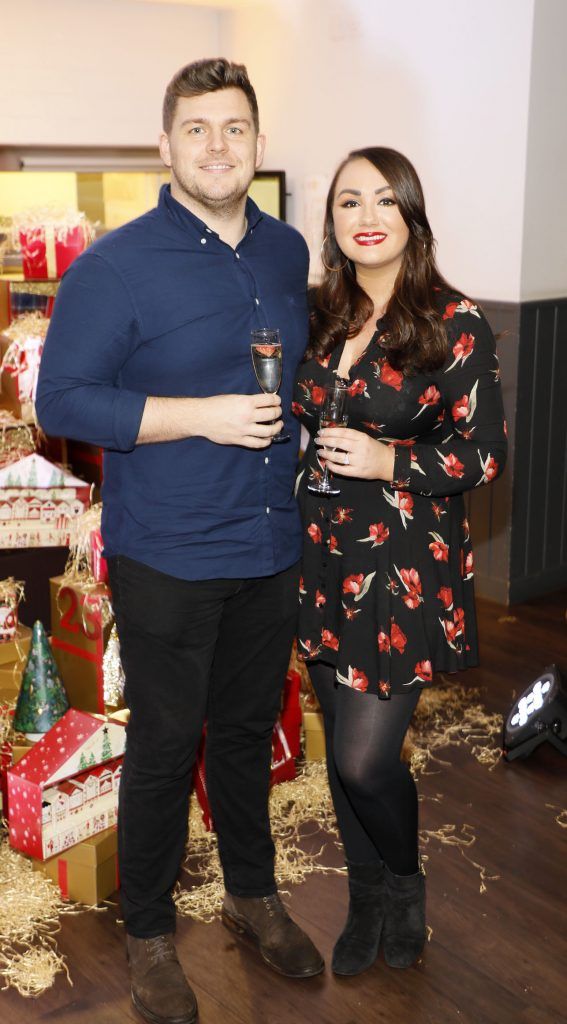 Joe Carlyle and Vicki Notaro at the Marks and Spencer Christmas Press Event held in the M&S Grafton Street, Rooftop Cafe #MANDSChristmas17. Photo: Kieran Harnett