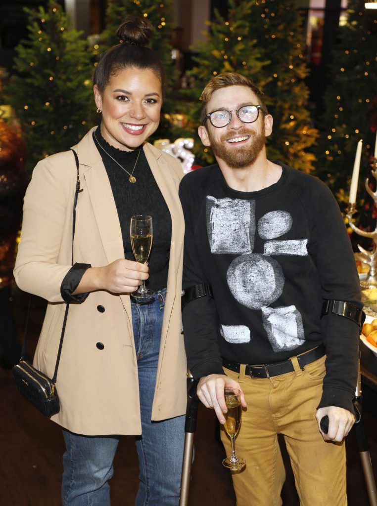 Nadia El Ferdaoussi and Paddy Smyth at the Marks and Spencer Christmas Press Event held in the M&S Grafton Street, Rooftop Cafe #MANDSChristmas17. Photo: Kieran Harnett